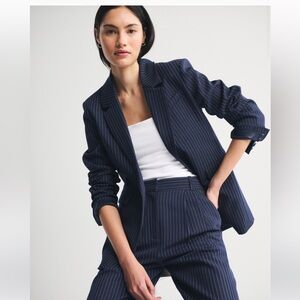 Blazer - Abercrombie & Fitch Women's Striped Navy Blazer